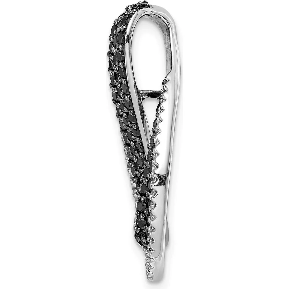 14K White Gold Slide Pendant with Natural Black and White Diamonds - 1.13 Carat Total Diamond Weight by Monteluci Fine Jewelry - Image 2