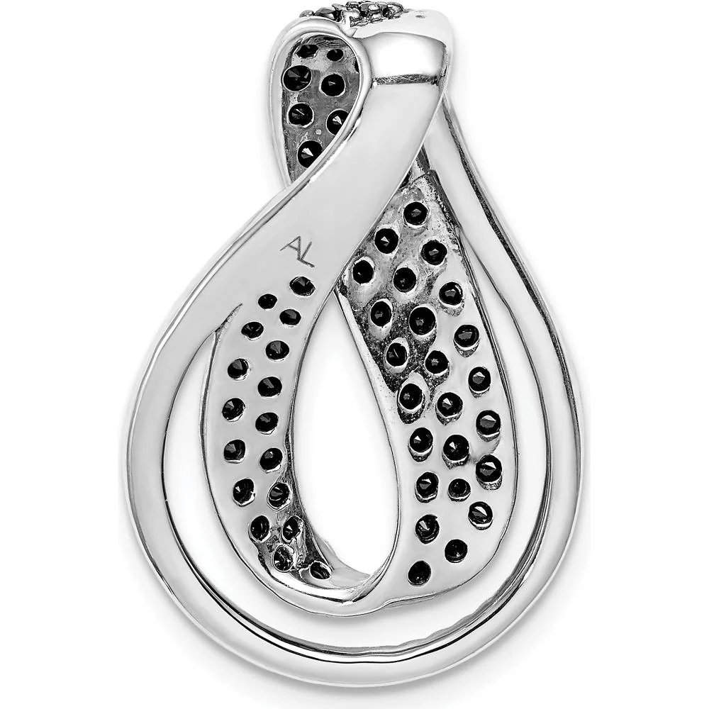 14K White Gold Slide Pendant with Natural Black and White Diamonds - 1.13 Carat Total Diamond Weight by Monteluci Fine Jewelry - Image 3