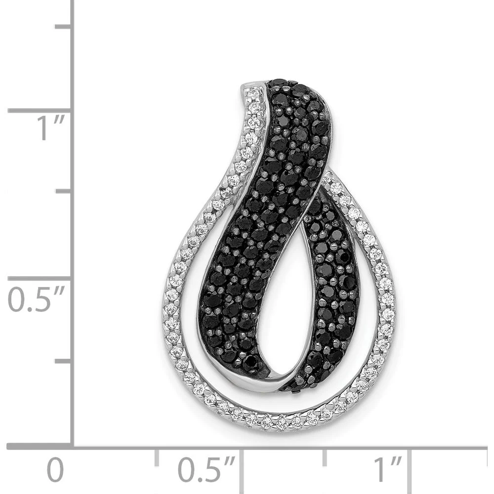 14K White Gold Slide Pendant with Natural Black and White Diamonds - 1.13 Carat Total Diamond Weight by Monteluci Fine Jewelry - Image 4