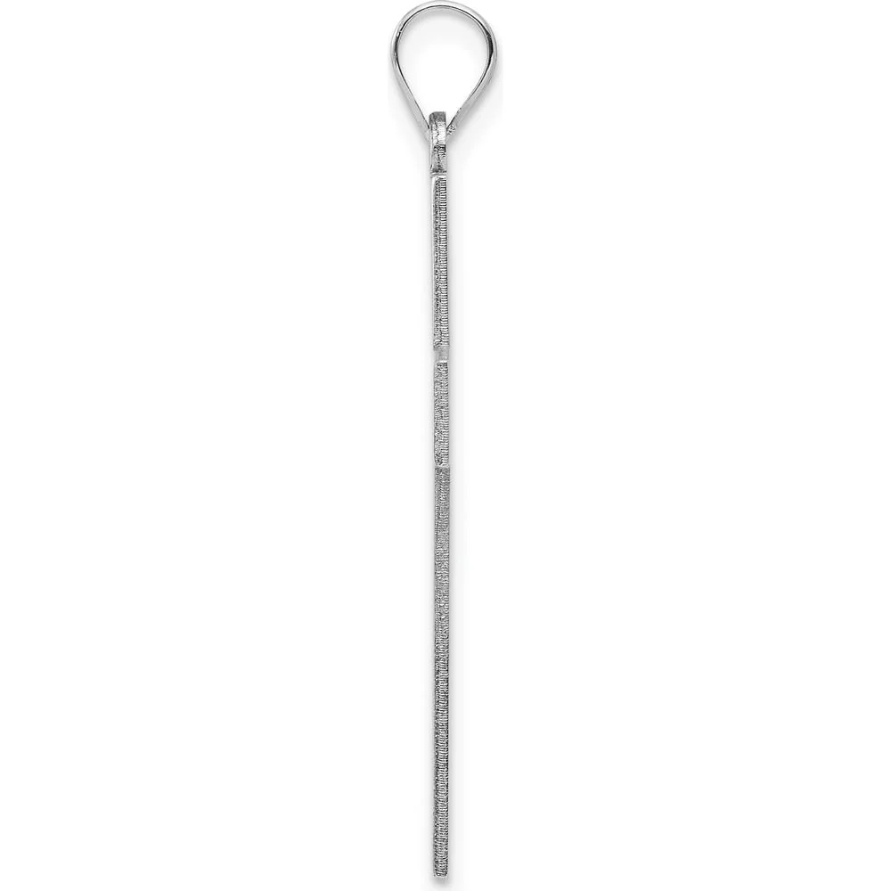 14K White Gold Solid Laser Etched Cross Pendant with Rhodium Plating by Oro Pregiato - Image 2