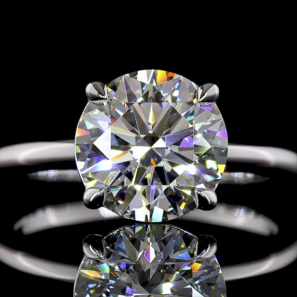 14K White Gold Solitaire Engagement Ring with 3.02 Carat Round Brilliant Lab Diamond - E VVS2 IGI Certified Quality - Covaloro Fine Jewelry - Image 2