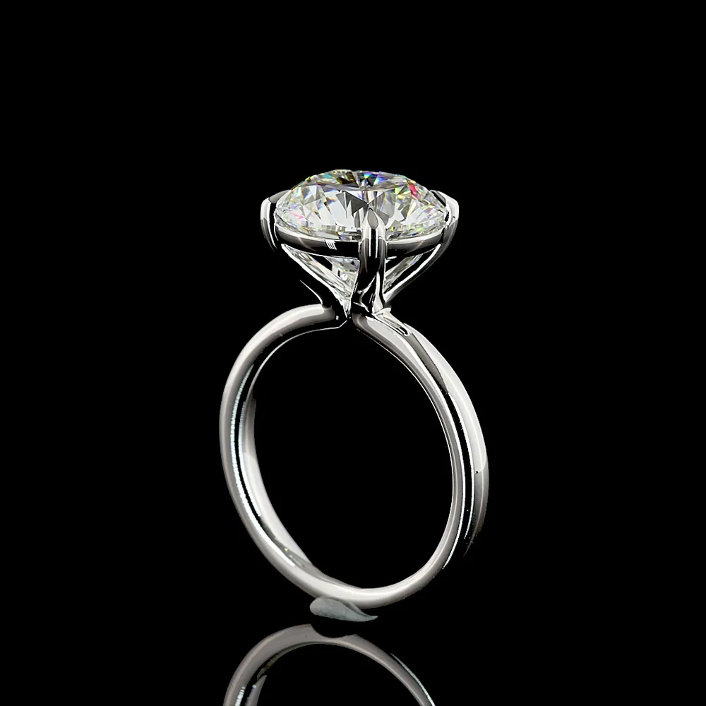 14K White Gold Solitaire Engagement Ring with 5.15 Carat Round Brilliant Cut Lab Diamond - D VVS2 Clarity, IGI Certified - Covaloro Fine Jewelry - Image 3