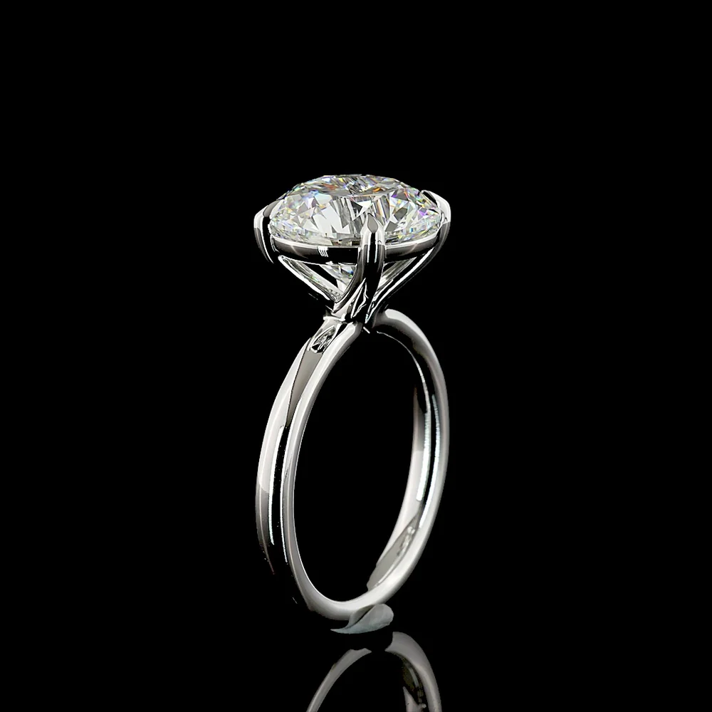 14K White Gold Solitaire Engagement Ring with 5.15 Carat Round Brilliant Cut Lab Diamond - D VVS2 Clarity, IGI Certified - Covaloro Fine Jewelry - Image 4