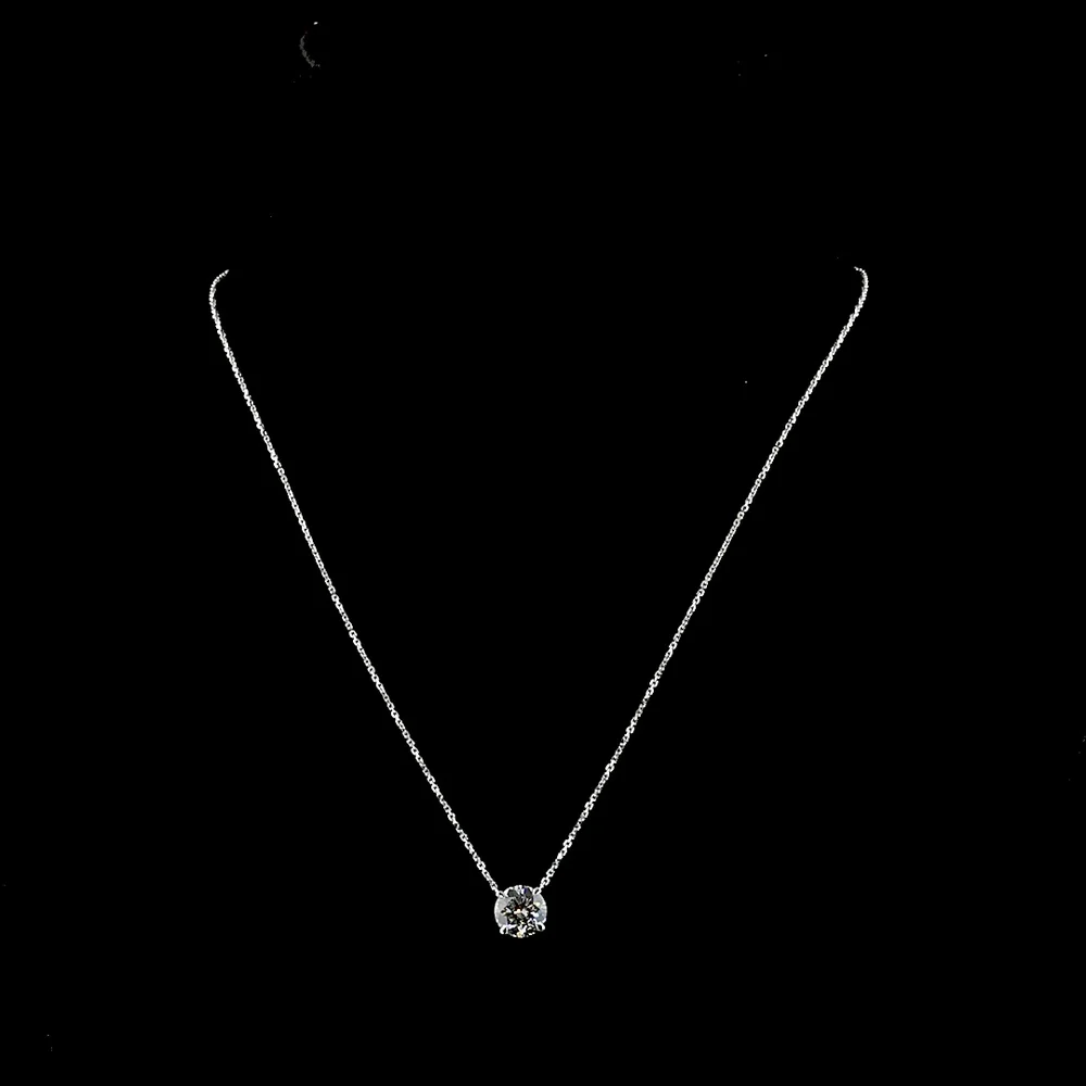 14K White Gold Solitaire Pendant with 1.90 Carat Round Brilliant Cut Lab Grown Diamond - E-F Color VS1 Clarity - Covaloro Fine Jewelry - Image 4