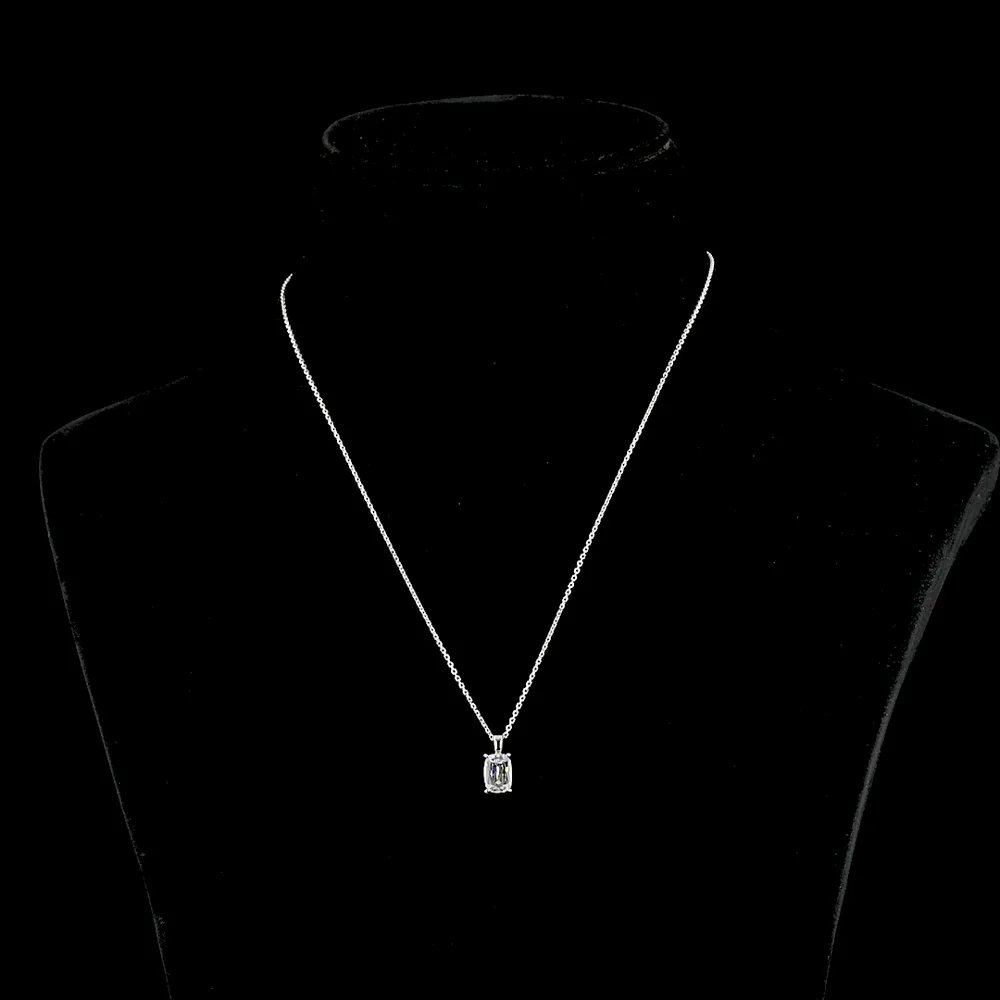 14K White Gold Solitaire Pendant with North-South Radiant Cut Lab Diamond - 1.61 Carat G Color VVS2 - Covaloro Fine Jewelry