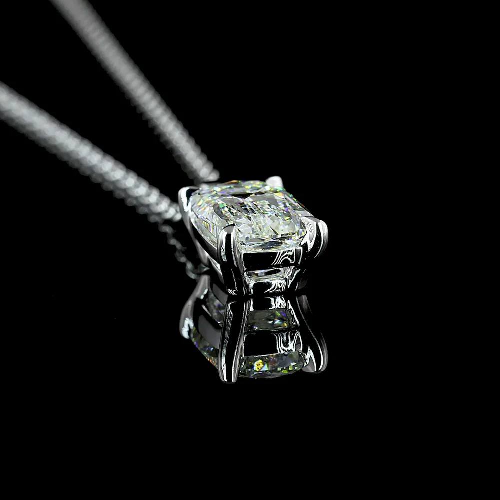 14K White Gold Solitaire Pendant with North-South Radiant Cut Lab Diamond - 1.61 Carat G Color VVS2 - Covaloro Fine Jewelry - Image 3