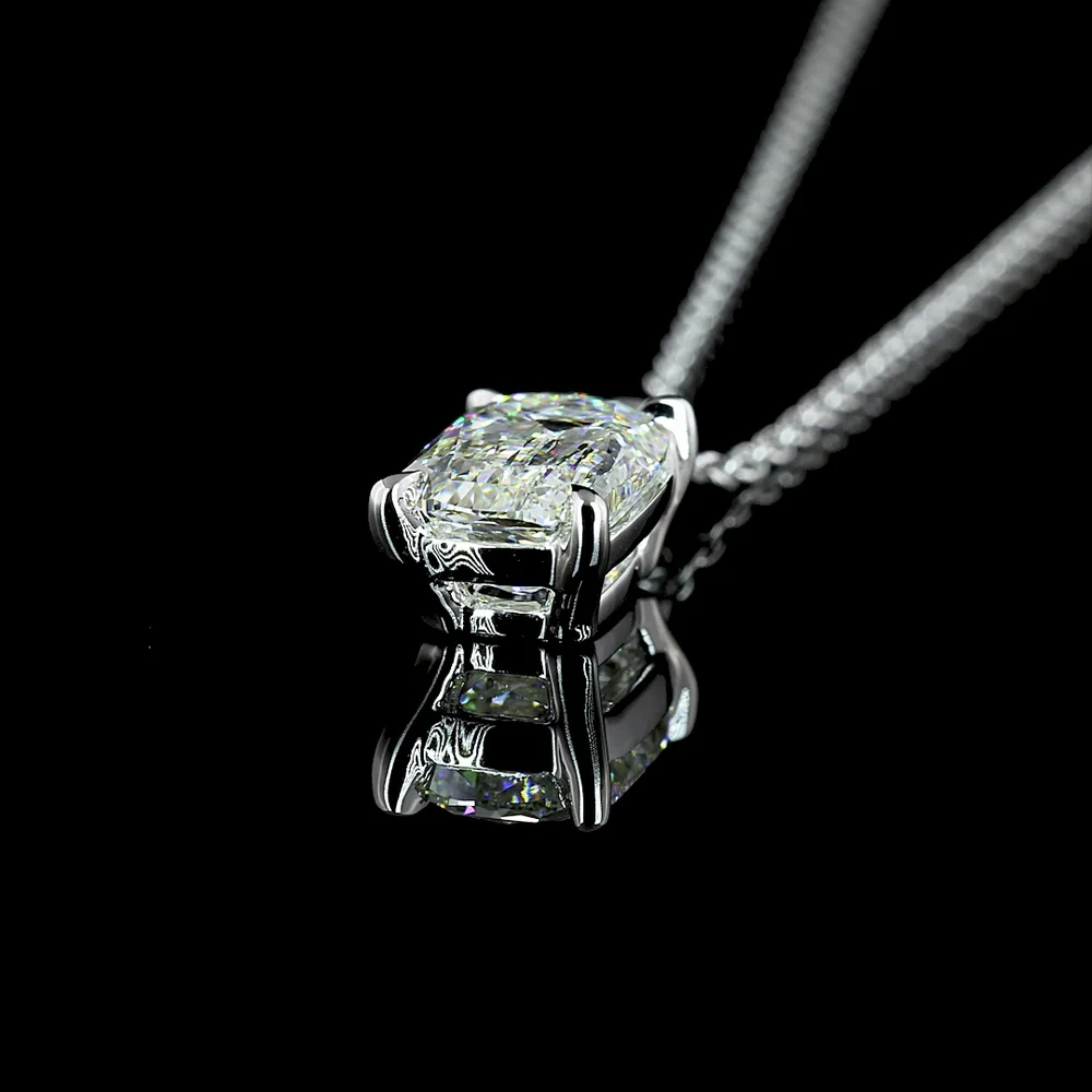 14K White Gold Solitaire Pendant with North-South Radiant Cut Lab Diamond - 1.61 Carat G Color VVS2 - Covaloro Fine Jewelry - Image 4