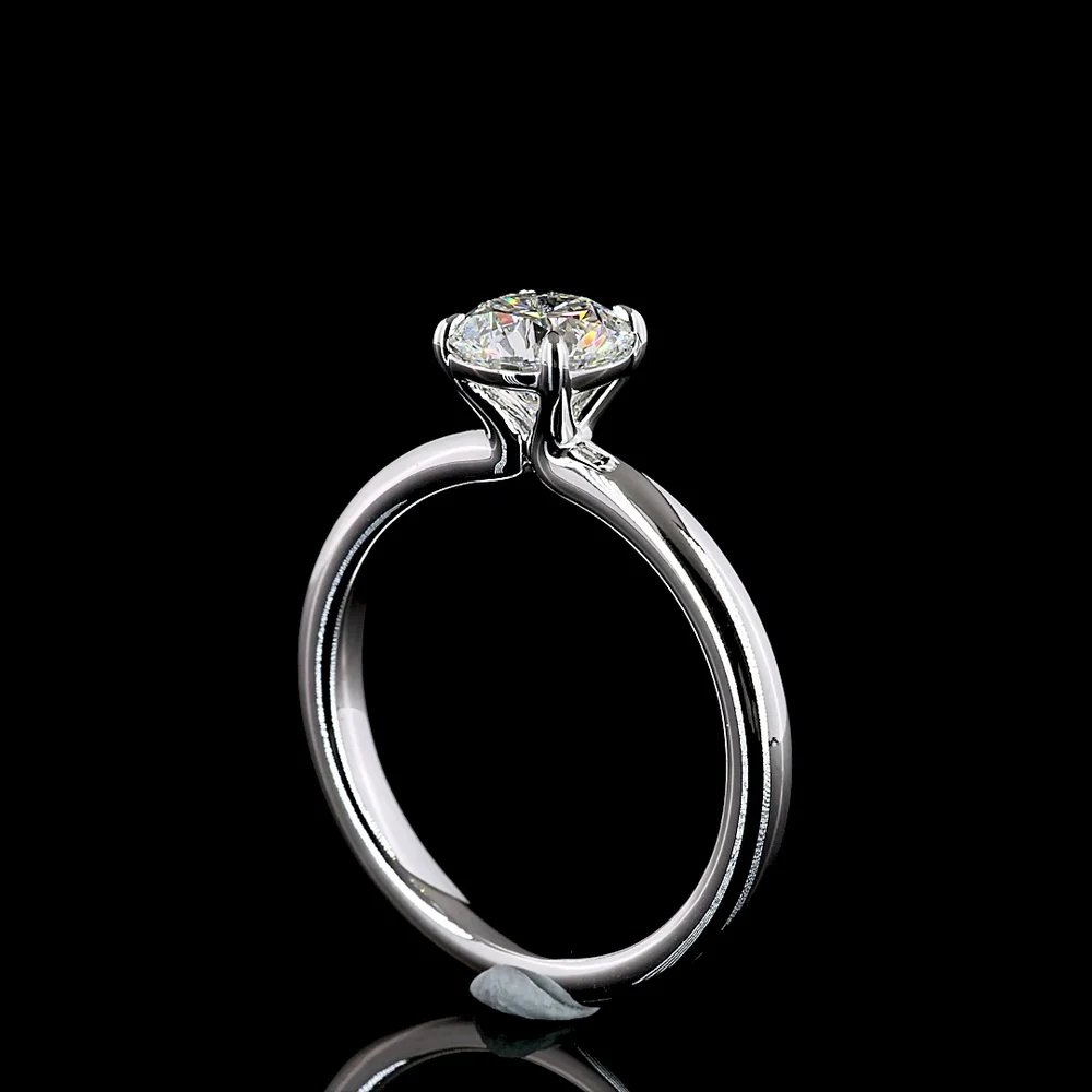 14K White Gold Solitaire Ring with 1.02 Carat Round Brilliant Cut Lab Grown Diamond - E-F Color, VS1 Clarity - Covaloro Fine Jewelry - Image 3