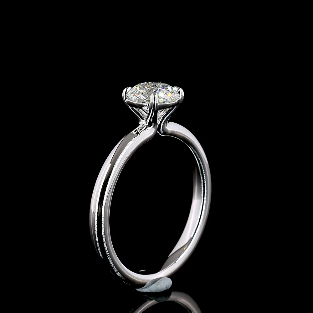 14K White Gold Solitaire Ring with 1.02 Carat Round Brilliant Cut Lab Grown Diamond - E-F Color, VS1 Clarity - Covaloro Fine Jewelry - Image 4