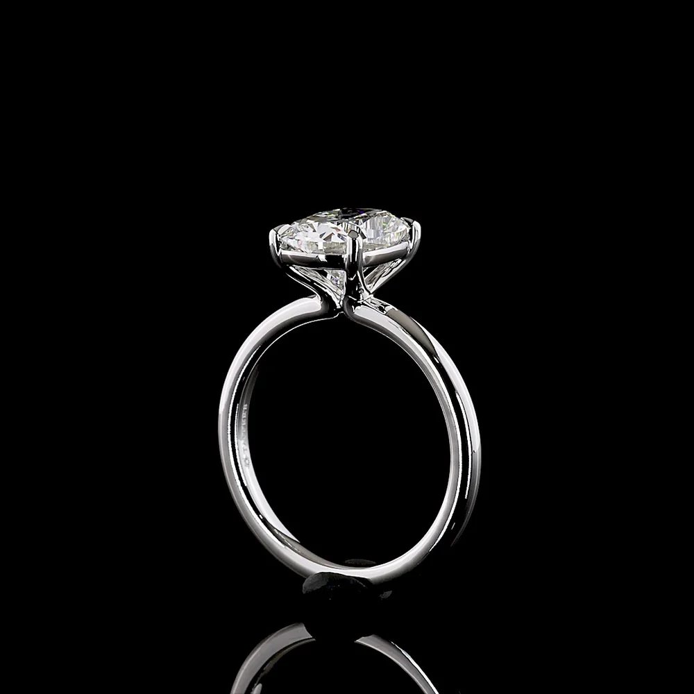 14K White Gold Solitaire Ring with 2.52 Carat Cushion Brilliant Lab-Grown Diamond - E-F Color, VS1 Clarity, IGI Certified - Covaloro Fine Jewelry - Image 2