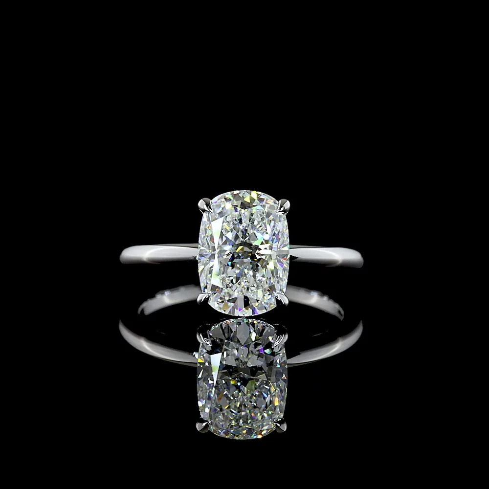 14K White Gold Solitaire Ring with 2.52 Carat Cushion Brilliant Lab-Grown Diamond - E-F Color, VS1 Clarity, IGI Certified - Covaloro Fine Jewelry - Image 4