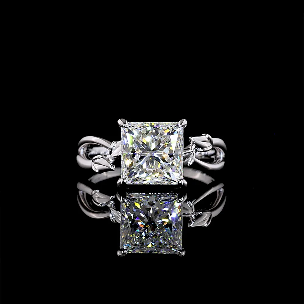 14K White Gold Solitaire Ring with 3.06 Carat Princess Cut Lab Diamond - E-F Color, VS1 Clarity - Covaloro Fine Jewelry