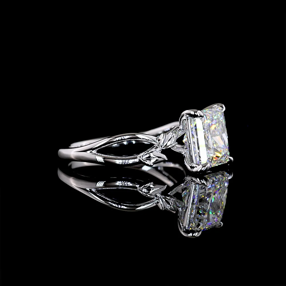 14K White Gold Solitaire Ring with 3.06 Carat Princess Cut Lab Diamond - E-F Color, VS1 Clarity - Covaloro Fine Jewelry - Image 2