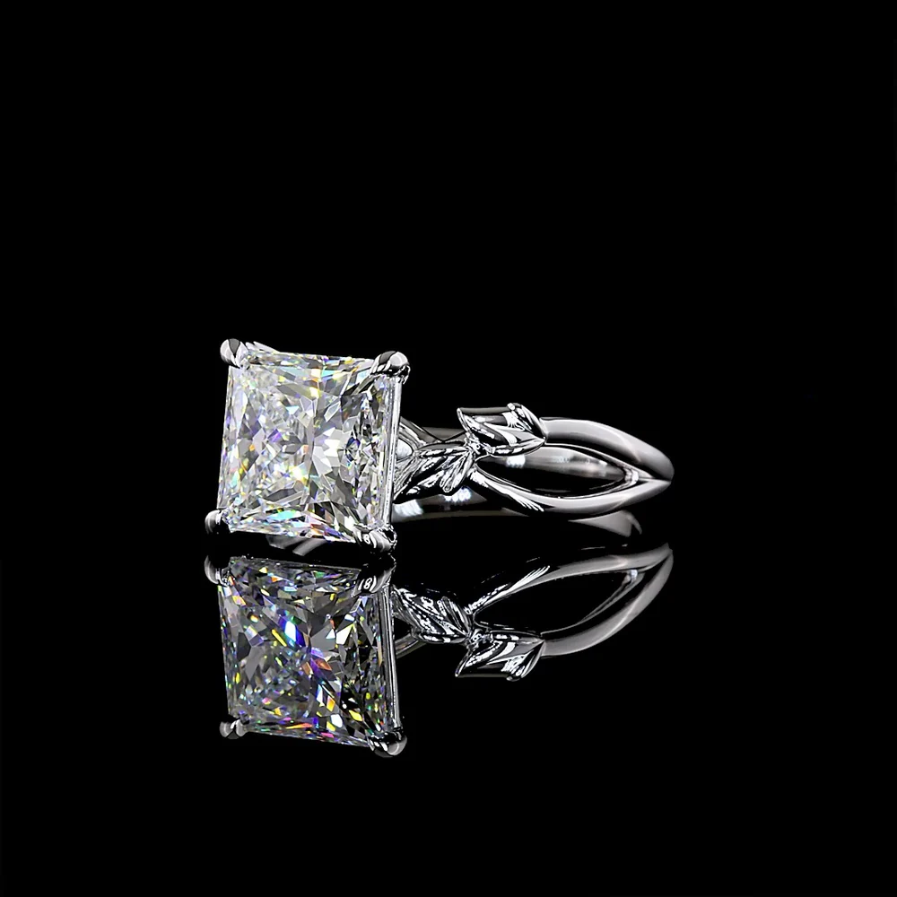 14K White Gold Solitaire Ring with 3.06 Carat Princess Cut Lab Diamond - E-F Color, VS1 Clarity - Covaloro Fine Jewelry - Image 3