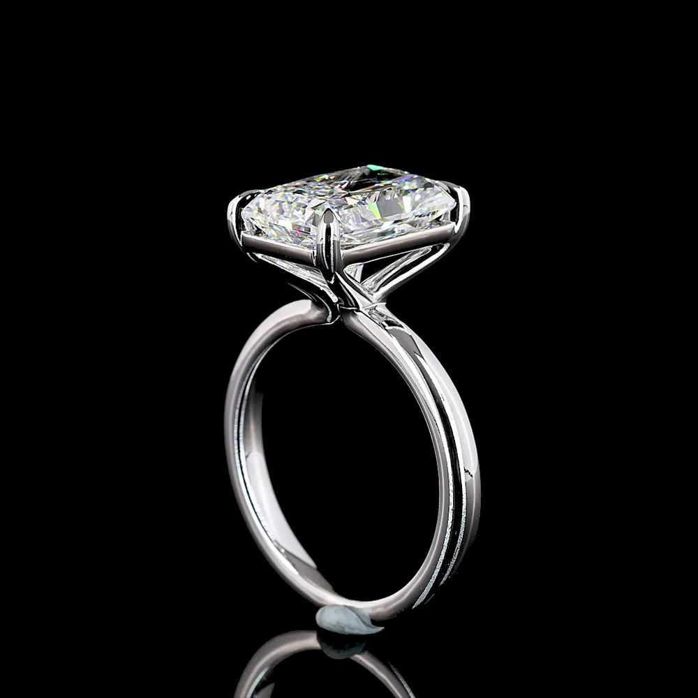 14K White Gold Solitaire Ring with 5.08 Carat Radiant Cut Lab-Grown Diamond, E-F Color VS2 Clarity, GIA Certified - Covaloro Fine Jewelry - Image 2