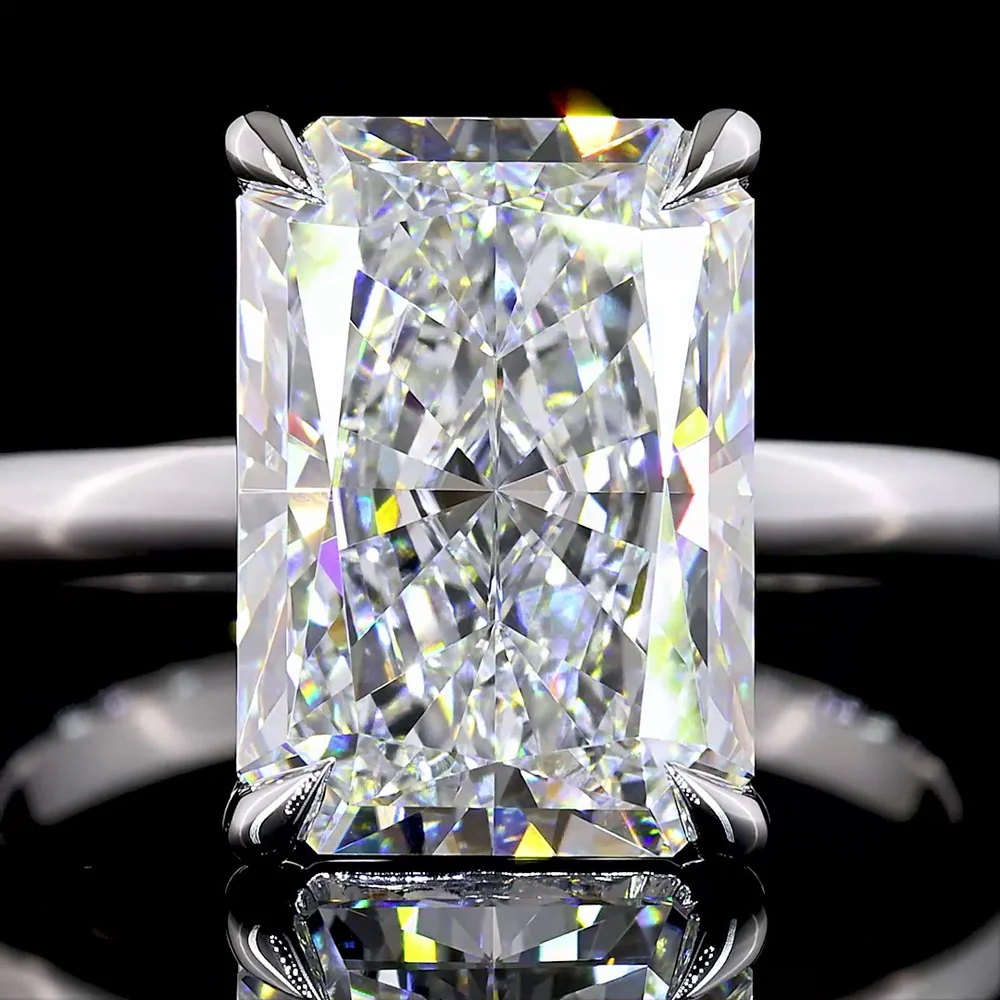 14K White Gold Solitaire Ring with 5.08 Carat Radiant Cut Lab-Grown Diamond, E-F Color VS2 Clarity, GIA Certified - Covaloro Fine Jewelry - Image 3