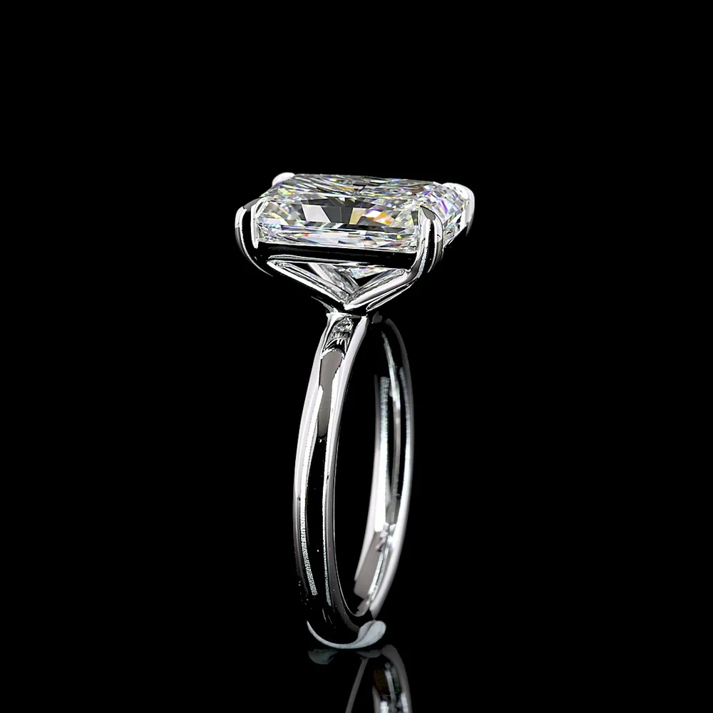 14K White Gold Solitaire Ring with 5.08 Carat Radiant Cut Lab-Grown Diamond, E-F Color VS2 Clarity, GIA Certified - Covaloro Fine Jewelry - Image 4