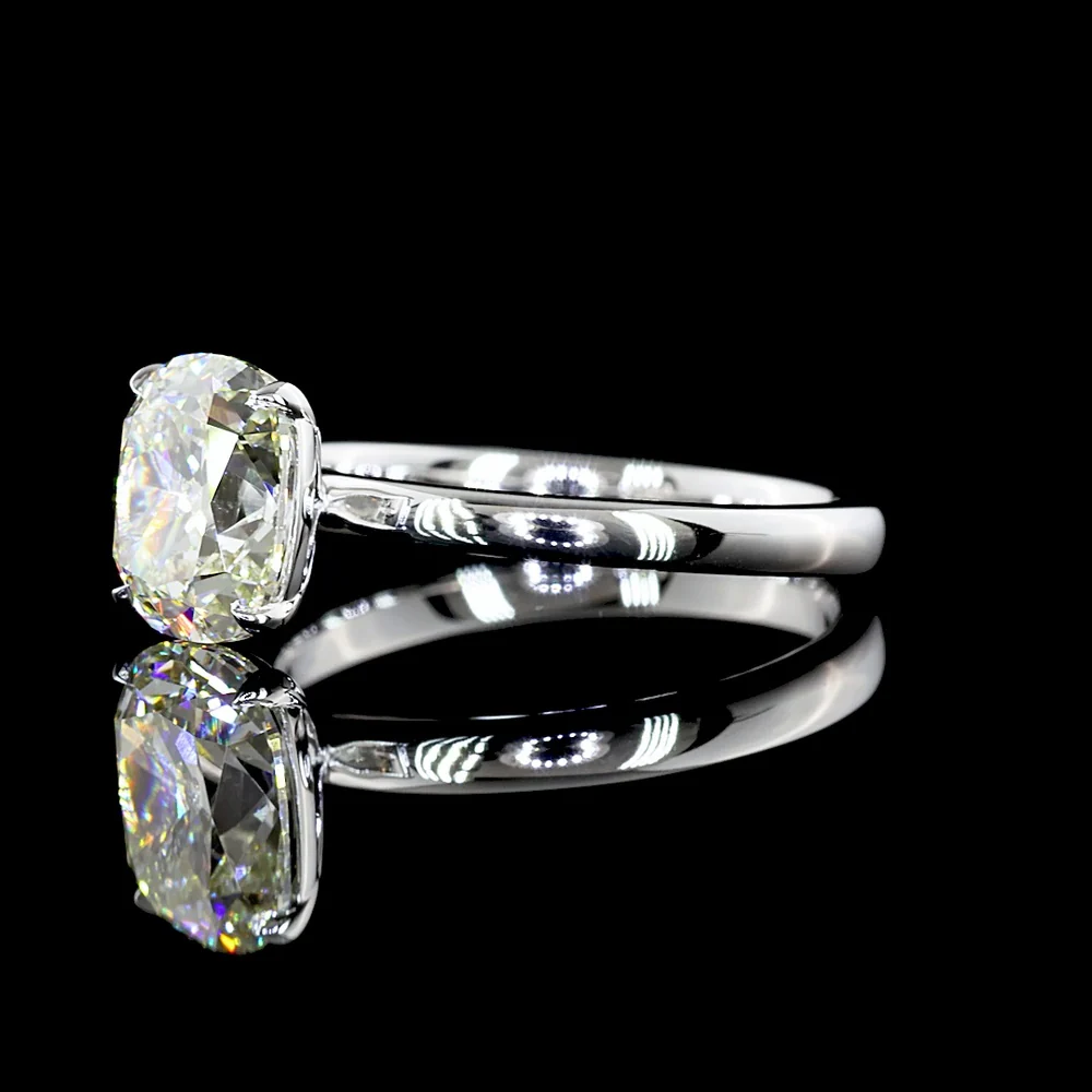 14K White Gold Solitaire Ring with Antique Cushion Cut Lab Diamond - 1.80 Carat Total Weight, I-J Color VS1 Clarity, IGI Certified - Covaloro Fine Jewelry - Image 2