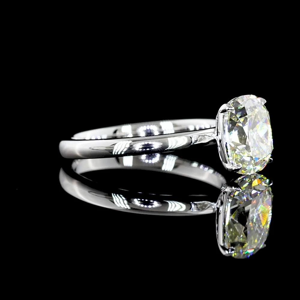 14K White Gold Solitaire Ring with Antique Cushion Cut Lab Diamond - 1.80 Carat Total Weight, I-J Color VS1 Clarity, IGI Certified - Covaloro Fine Jewelry - Image 3