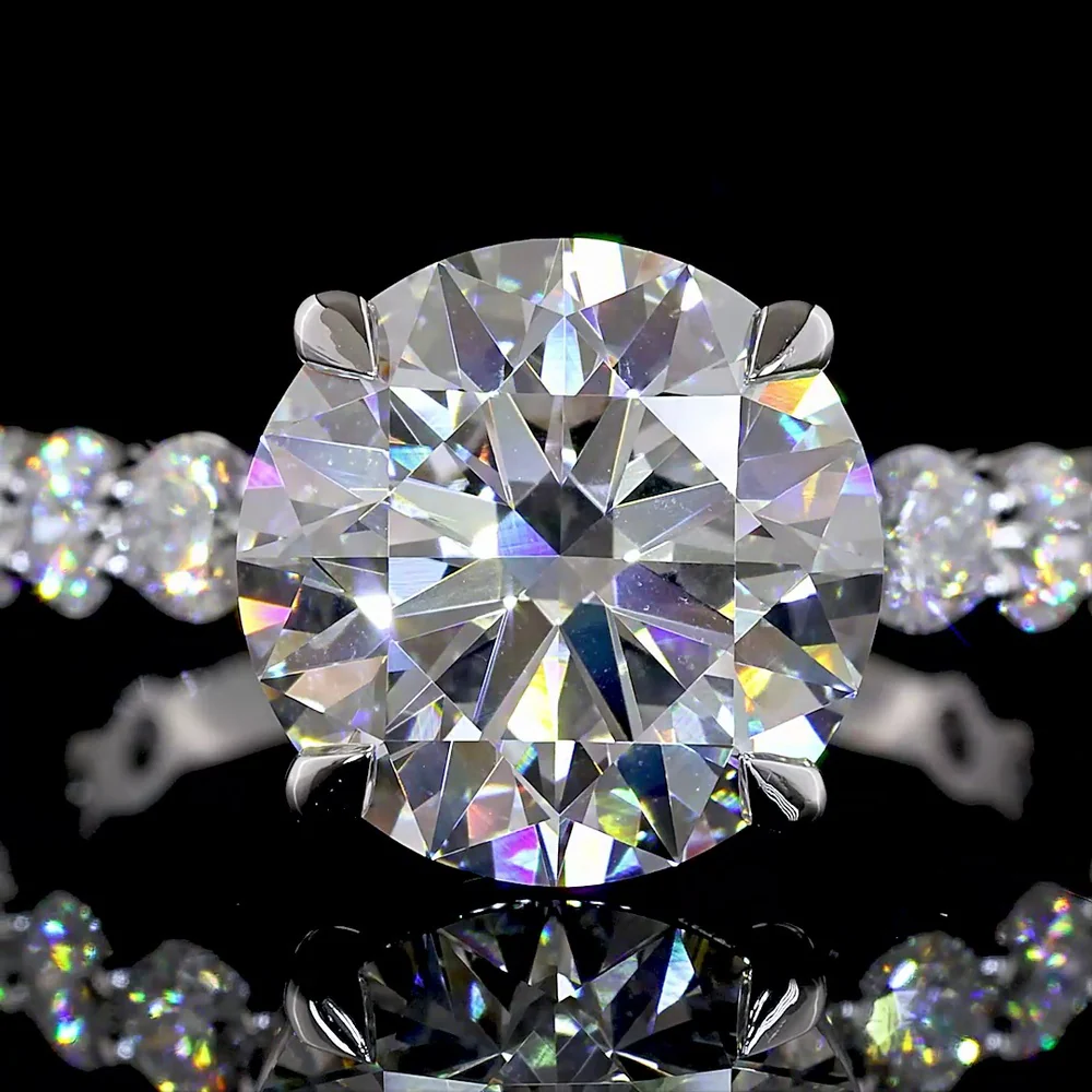 14K White Gold Solitaire Shank Ring with 4.16 Carat Round Brilliant Lab Diamond Center and 1.41 Carat Accent Diamonds - 5.57 Carat Total Weight IGI Certified - Covaloro Fine Jewelry - Image 2
