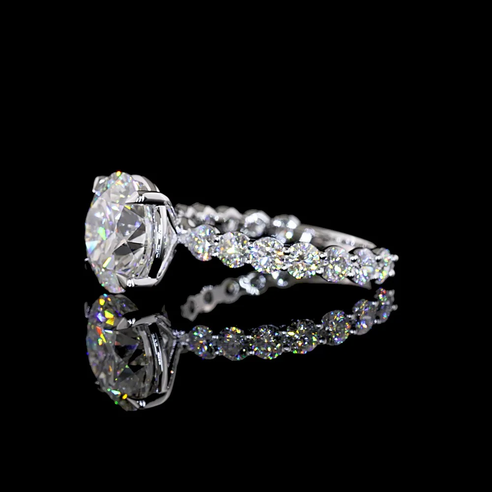 14K White Gold Solitaire Shank Ring with 4.16 Carat Round Brilliant Lab Diamond Center and 1.41 Carat Accent Diamonds - 5.57 Carat Total Weight IGI Certified - Covaloro Fine Jewelry - Image 4