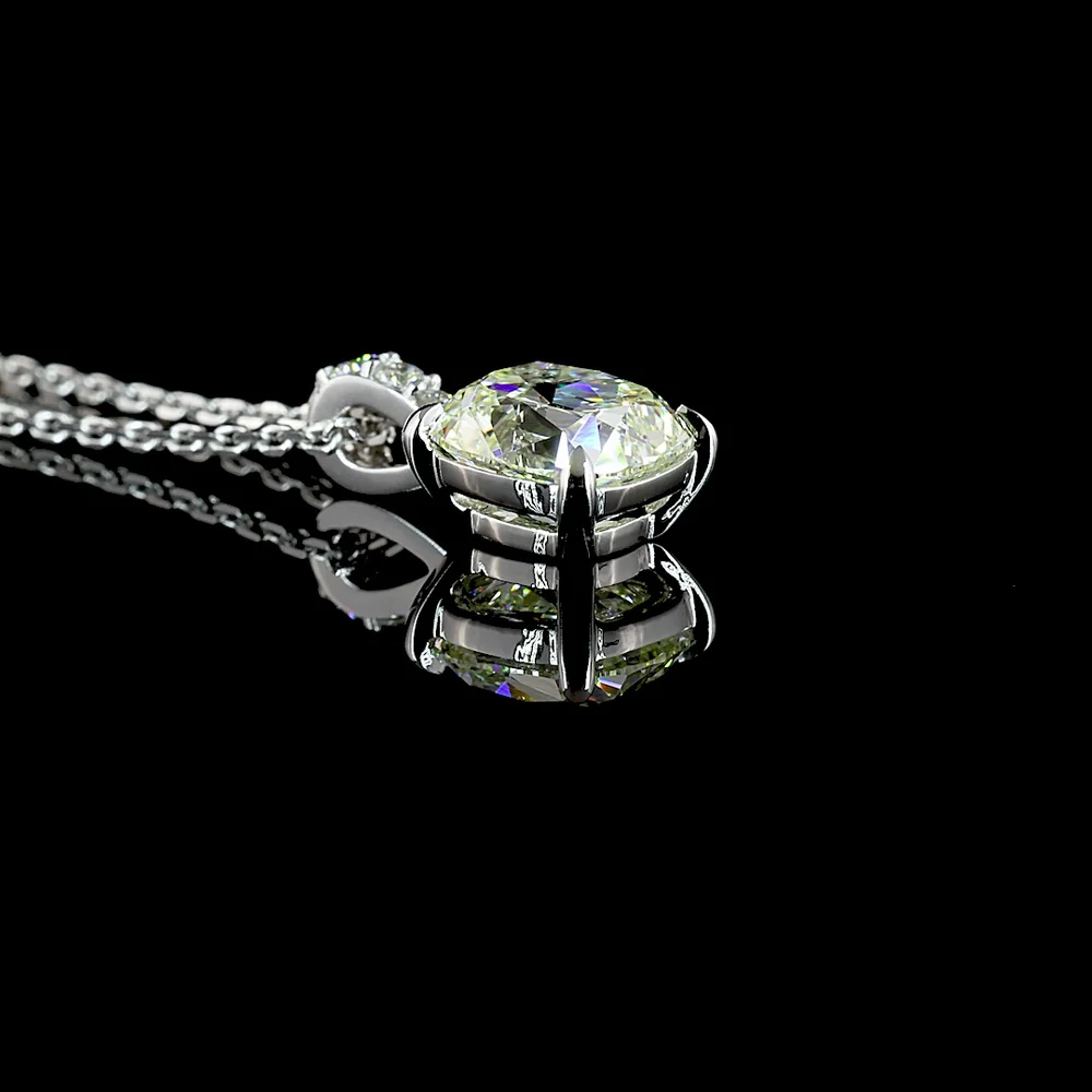 14K White Gold Square Antique Cushion Cut Lab Diamond Pendant with Accent Diamonds - 1.65 Carat Total Diamond Weight - Covaloro Fine Jewelry - Image 3