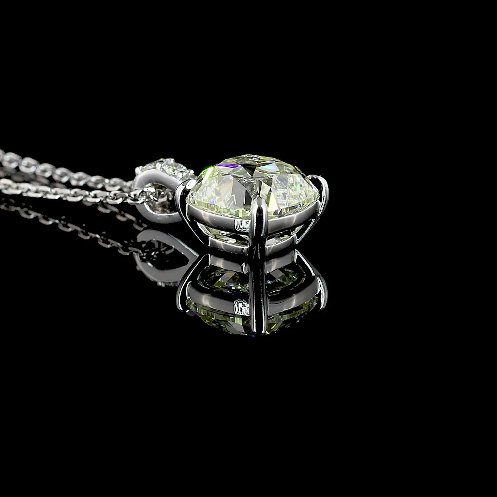 14K White Gold Square Antique Cushion Cut Lab Diamond Pendant with Brilliant Diamond Accents - 2.10 Carats Total Diamond Weight - Covaloro Fine Jewelry - Image 3