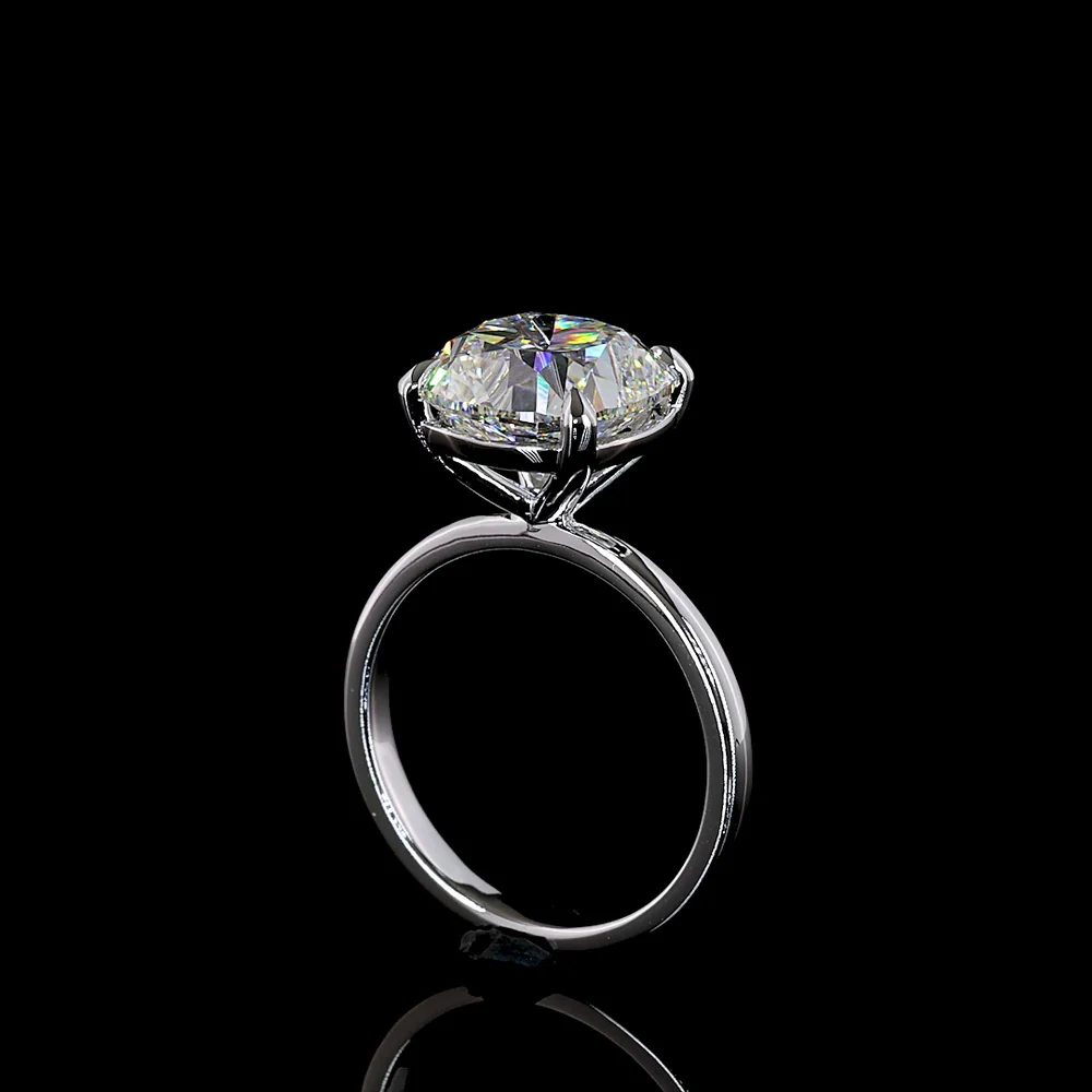 14K White Gold Square Antique Cushion Cut Lab Diamond Solitaire Ring - 5.06 Carat Total Weight, E-F VVS2 IGI Certified - Covaloro Fine Jewelry - Image 3