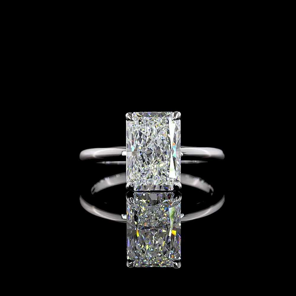 14K White Gold Square Cushion Brilliant Solitaire Ring with 1.03 Carat Lab Grown D VVS2 Diamond - IGI Certified - Covaloro Fine Jewelry
