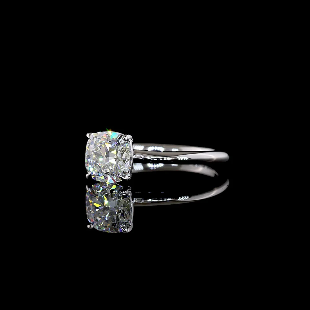 14K White Gold Square Cushion Brilliant Solitaire Ring with 1.52 Carat Lab Grown D VVS2 Diamond - IGI Certified - Covaloro Fine Jewelry - Image 4