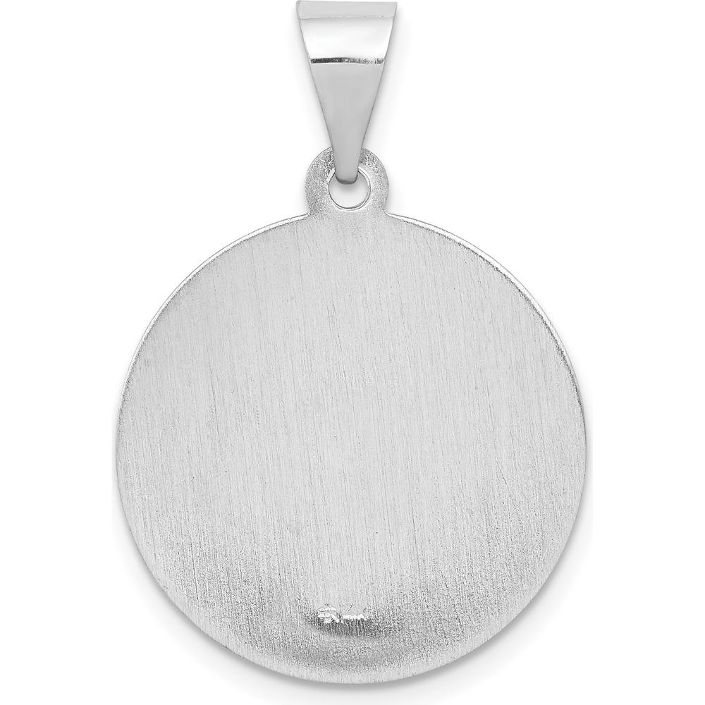 14K White Gold St. Matthew Medal Round Pendant with Rhodium Plating - Spiritual Faith Charm by Oro Pregiato - Image 4