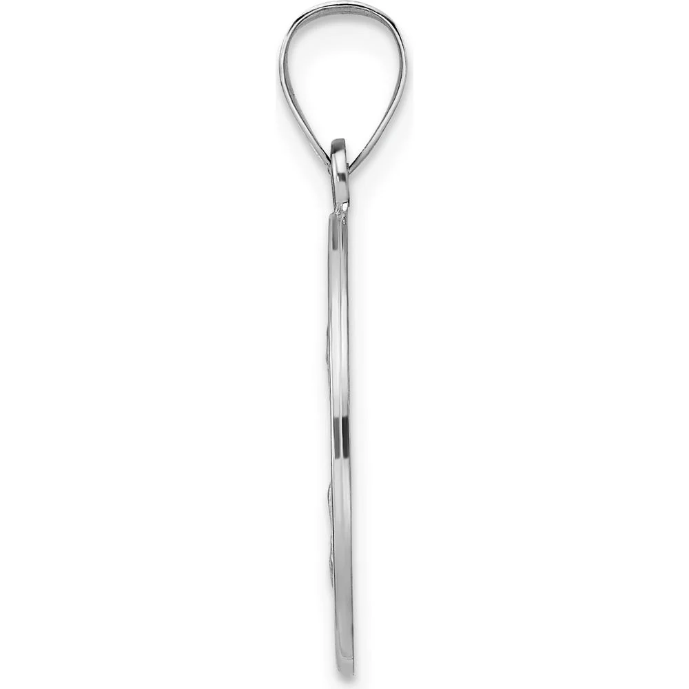 14K White Gold St. Nicholas Medal Pendant with Polished and Satin Finish - 21mm Length by Oro Pregiato - Image 2