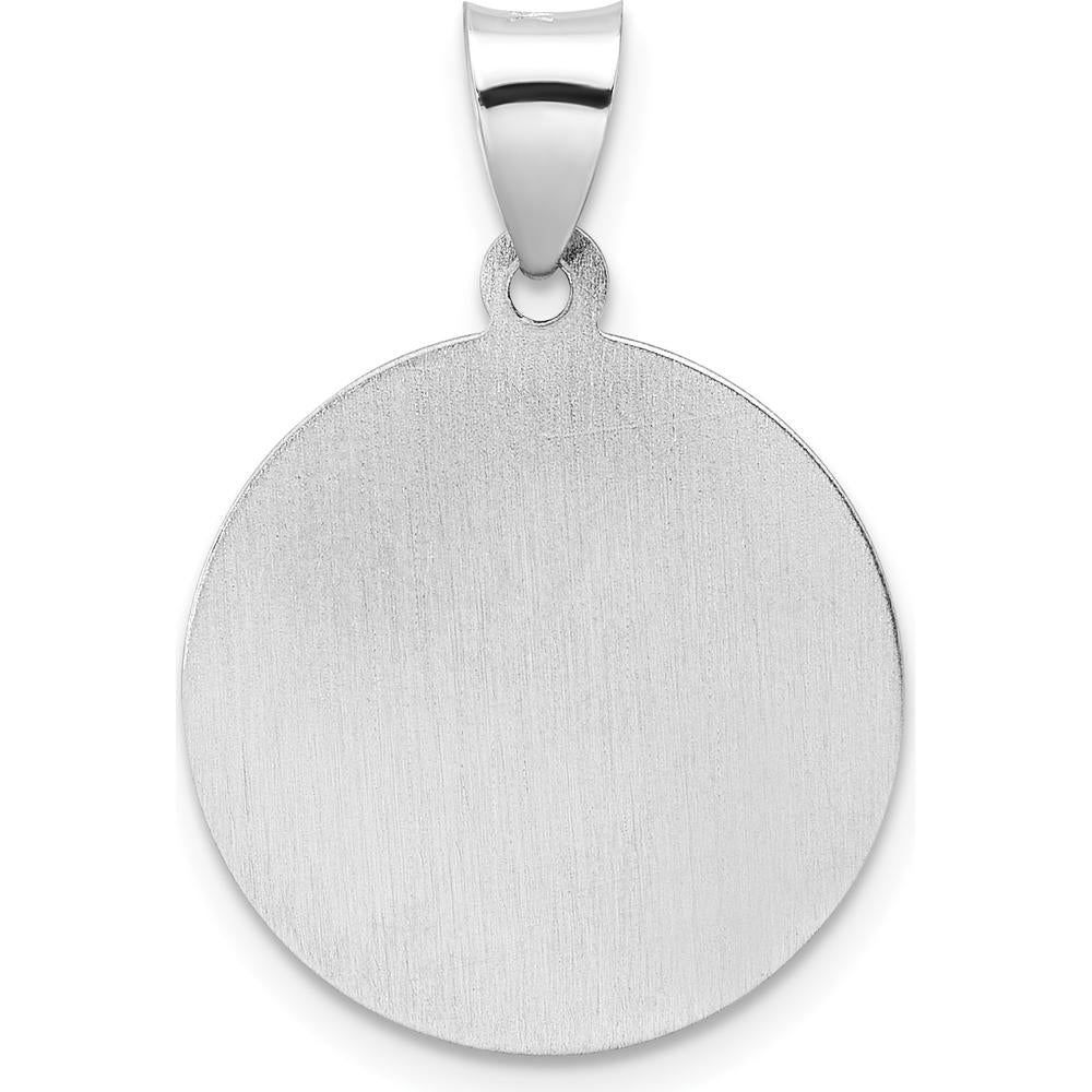 14K White Gold St. Nicholas Medal Pendant with Polished and Satin Finish - 21mm Length by Oro Pregiato - Image 4