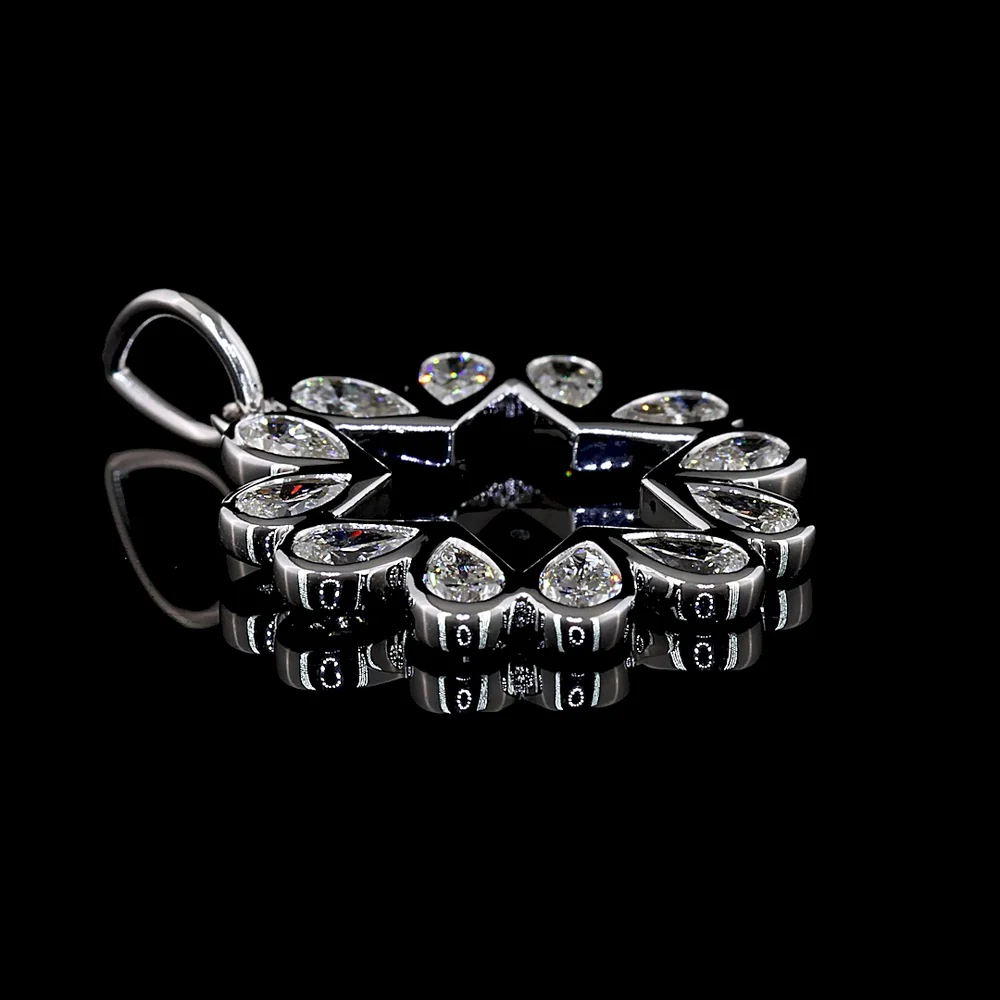 14K White Gold Starburst Pendant with 12 Bezel-Set Pear-Shaped Lab Diamonds - 1.31 Carat Total Weight, E-F Color VS Clarity - Covaloro Fine Jewelry - Image 2