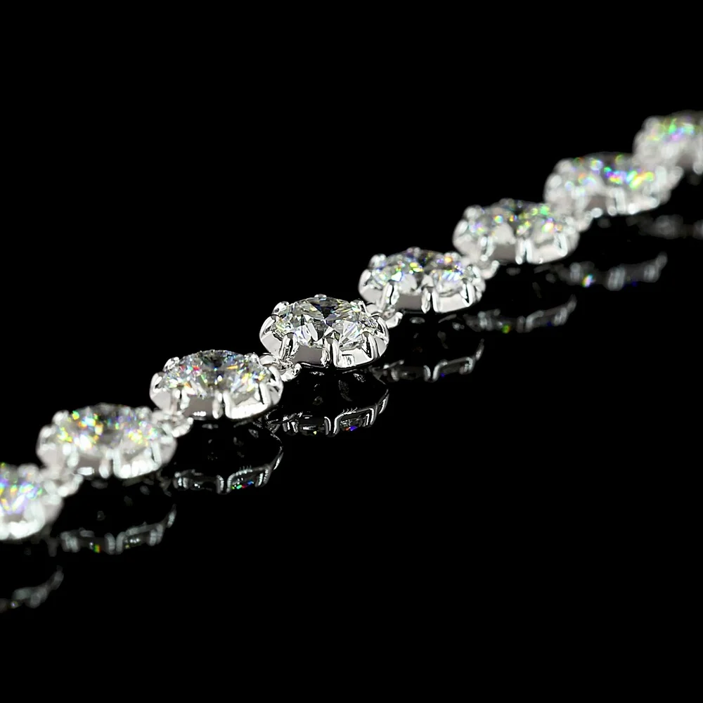 14K White Gold Station Bracelet with Bezel and Prong Set Round Lab Diamonds - 3.91 Carat Total Weight - Covaloro Fine Jewelry - Image 2