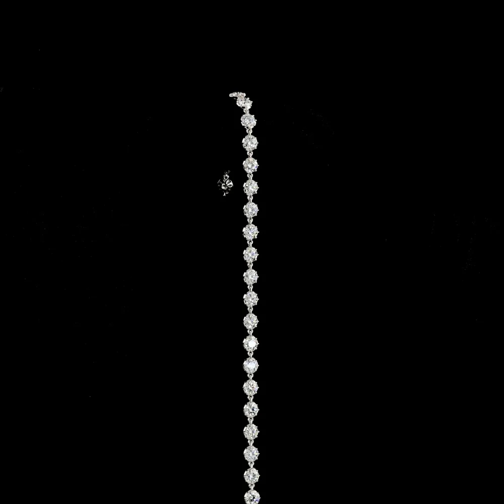 14K White Gold Station Bracelet with Bezel and Prong Set Round Lab Diamonds - 3.91 Carat Total Weight - Covaloro Fine Jewelry - Image 3