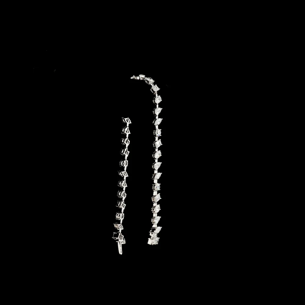 14K White Gold Station Bracelet with Mixed Shape Lab Diamonds - Emerald, Round, Oval & Pear Cuts - 7.24 Carat Total Weight - Covaloro Fine Jewelry - Image 3