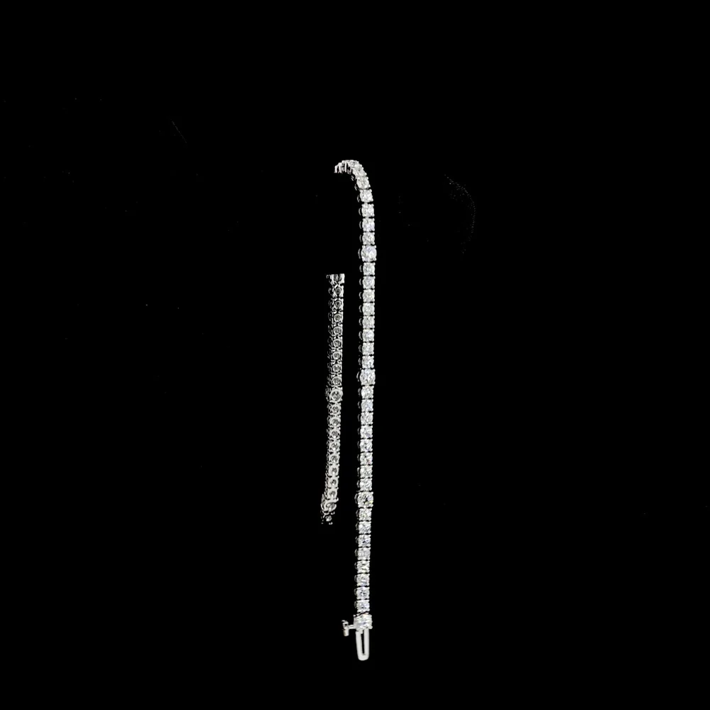 14K White Gold Station Line Tennis Bracelet with 70 Round Brilliant Cut Lab Diamonds - 3.81 Carats Total Diamond Weight - Covaloro Fine Jewelry - Image 3