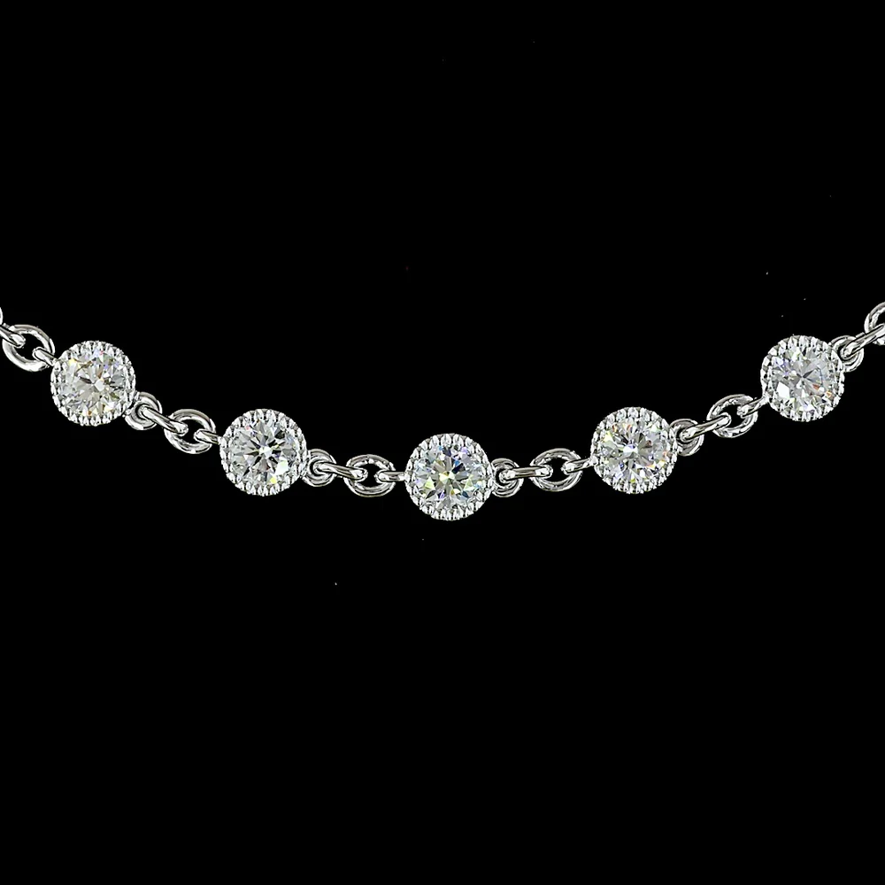 14K White Gold Station Necklace with 45 Bezel Set Brilliant Cut Lab Grown Diamonds - 4.98 Carat Total Weight - Covaloro Fine Jewelry - Image 2