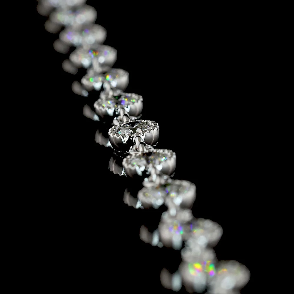 14K White Gold Station Necklace with 45 Bezel Set Brilliant Cut Lab Grown Diamonds - 4.98 Carat Total Weight - Covaloro Fine Jewelry - Image 3