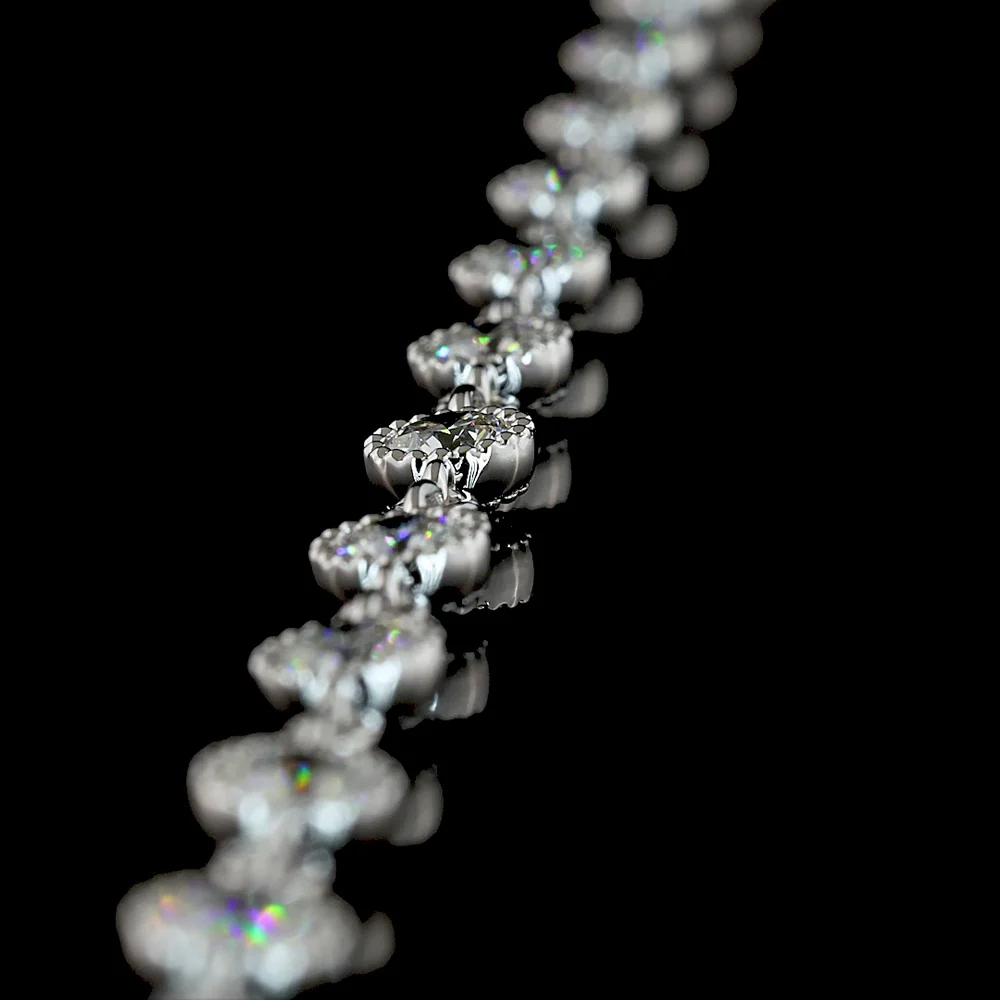 14K White Gold Station Necklace with 45 Bezel Set Brilliant Cut Lab Grown Diamonds - 4.98 Carat Total Weight - Covaloro Fine Jewelry - Image 4