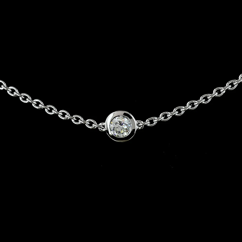 14K White Gold Station Necklace with Bezel-Set Round Lab Diamonds - 1.97 Carat Total Diamond Weight - Covaloro Fine Jewelry - Image 2