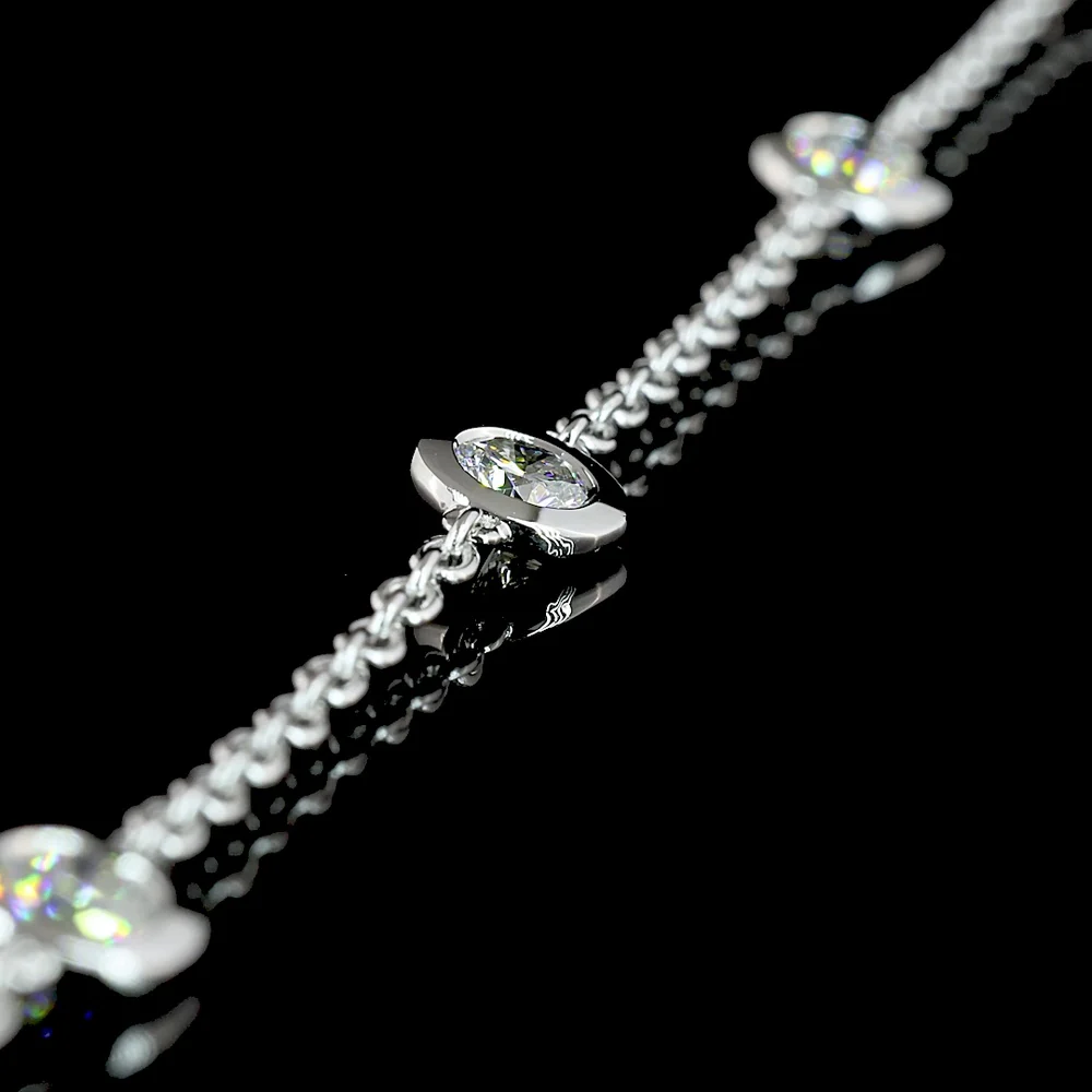 14K White Gold Station Necklace with Bezel-Set Round Lab Diamonds - 1.97 Carat Total Diamond Weight - Covaloro Fine Jewelry - Image 4