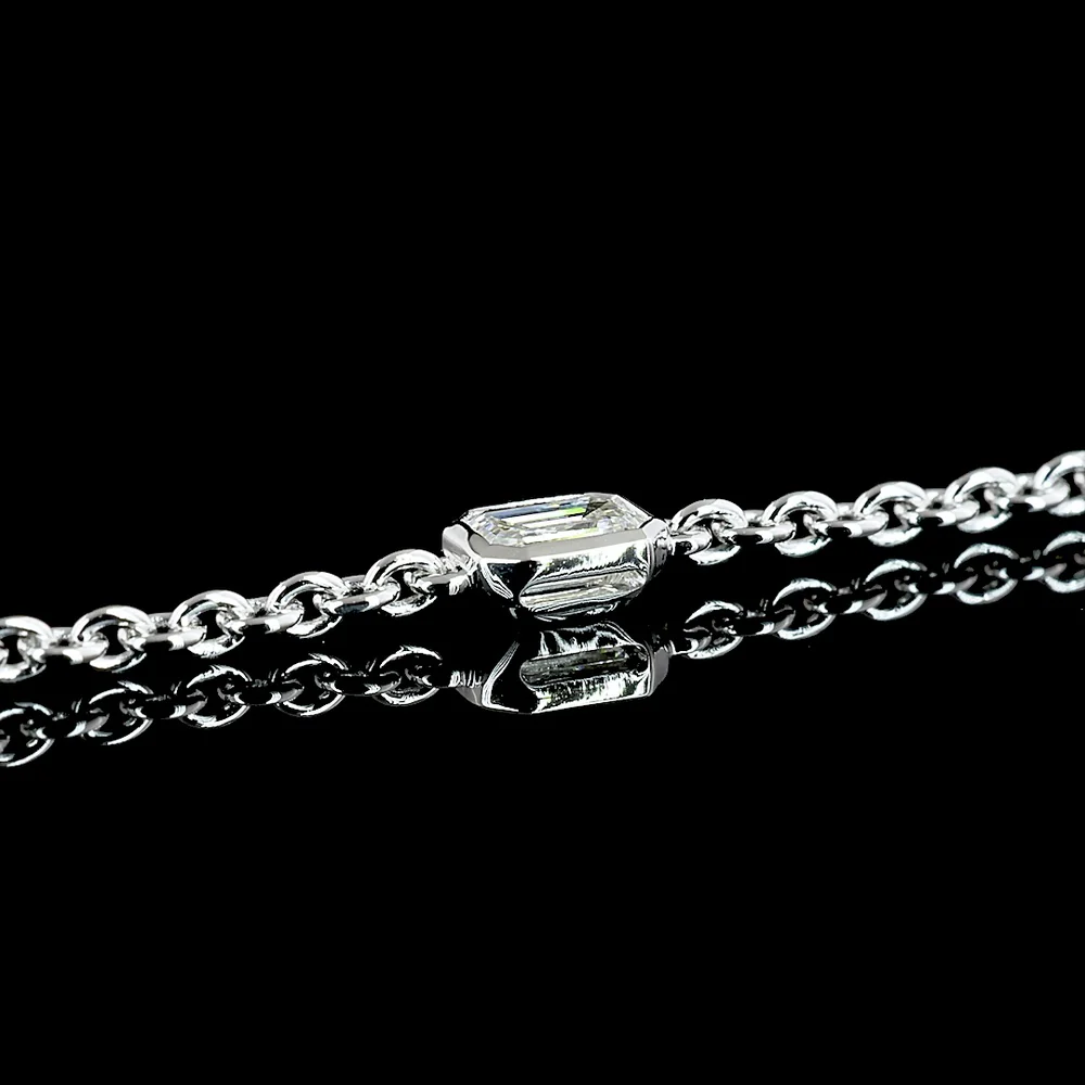 14K White Gold Station Necklace with East-West Marquise and Emerald Cut Lab Diamonds - 2.79 Carats Total Weight - Covaloro Fine Jewelry - Image 4