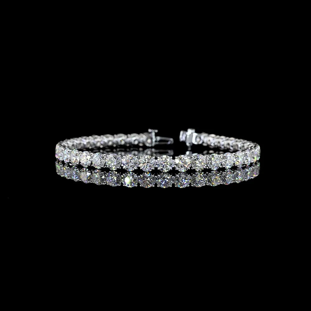 14K White Gold Tennis Bracelet with 15 Carats of Round Brilliant Cut Lab Diamonds - 37 Stones in Prong Setting - Covaloro Fine Jewelry