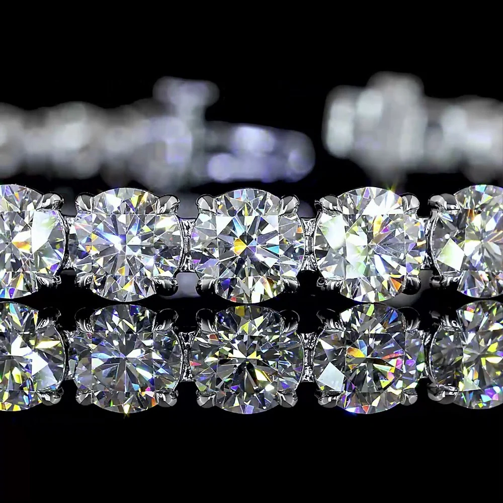 14K White Gold Tennis Bracelet with 15 Carats of Round Brilliant Cut Lab Diamonds - 37 Stones in Prong Setting - Covaloro Fine Jewelry - Image 2