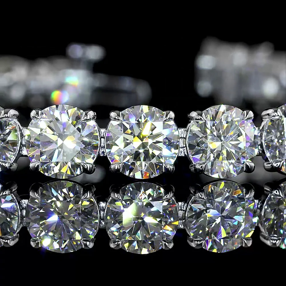 14K White Gold Tennis Bracelet with 19.93 Carats Round Brilliant Cut Lab Diamonds and Marquise Accents - 20.23 Total Carat Weight - Covaloro Fine Jewelry - Image 2
