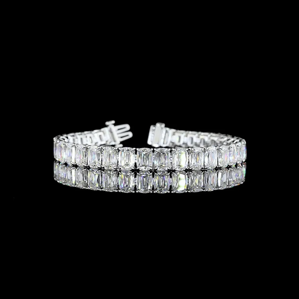 14K White Gold Tennis Bracelet with 34 Radiant Modified Cut Lab Diamonds - E-F VS1 Clarity, 35.67 Carat Total Diamond Weight - Covaloro Fine Jewelry