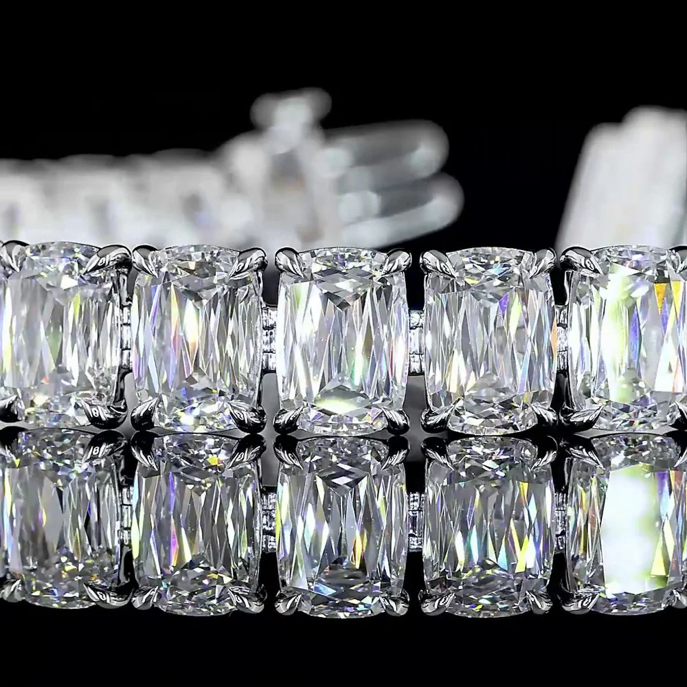 14K White Gold Tennis Bracelet with 34 Radiant Modified Cut Lab Diamonds - E-F VS1 Clarity, 35.67 Carat Total Diamond Weight - Covaloro Fine Jewelry - Image 2