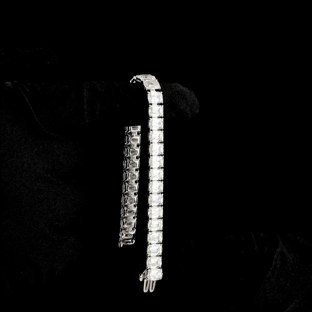 14K White Gold Tennis Bracelet with 34 Radiant Modified Cut Lab Diamonds - E-F VS1 Clarity, 35.67 Carat Total Diamond Weight - Covaloro Fine Jewelry - Image 3